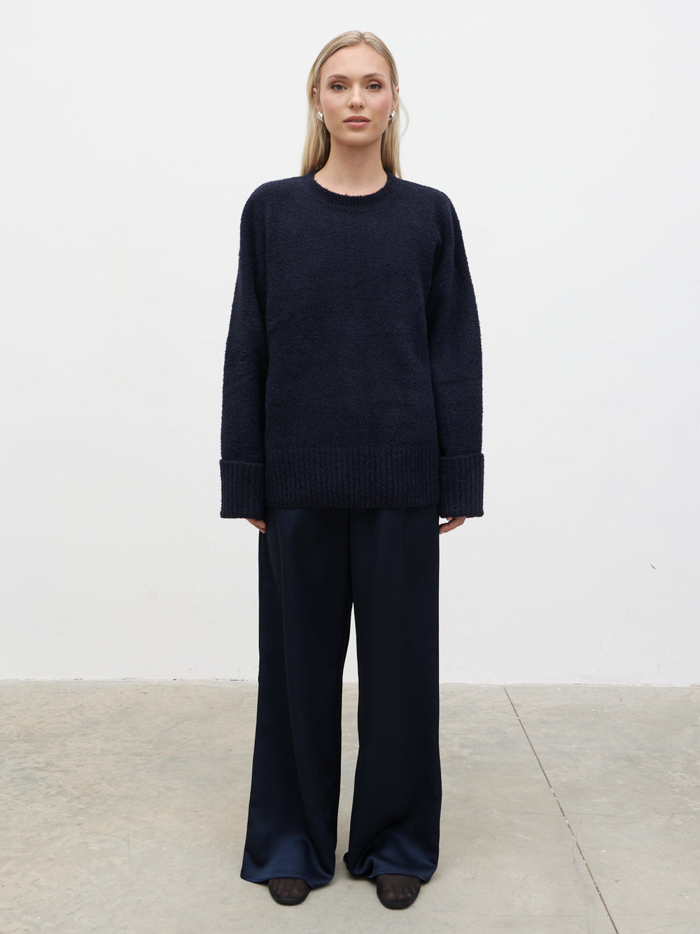 Camille Oversized Borg Jumper - Navy