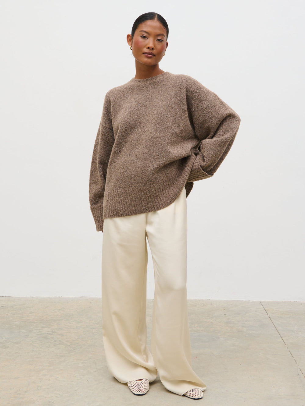 Camille Oversized Borg Jumper - Mocha