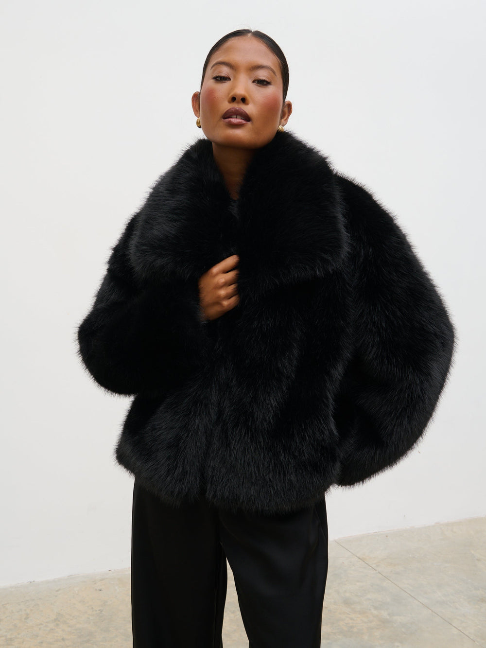 Ettalie Short Faux Fur Coat - Black